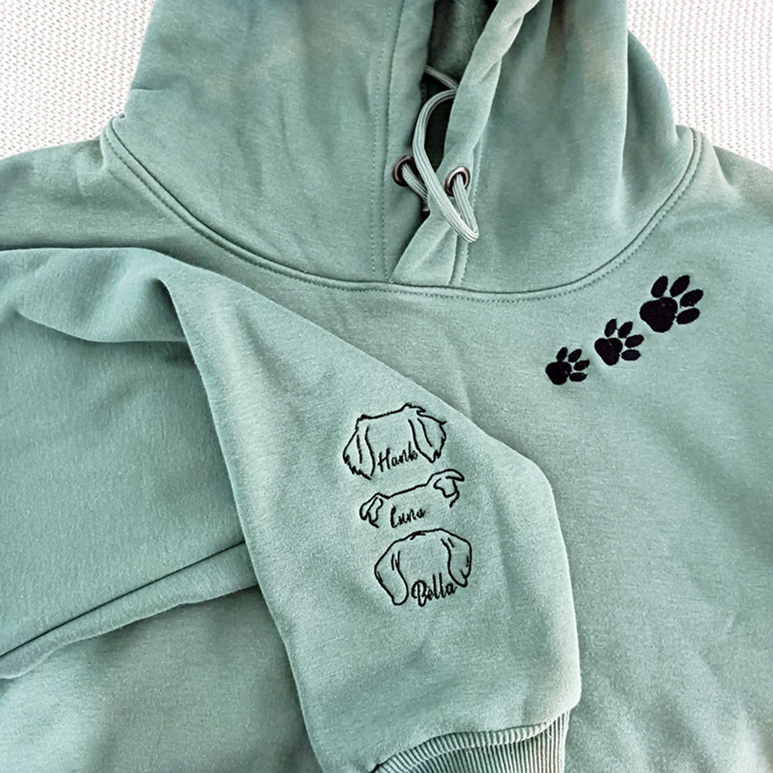 Custom Embroidered Pet Sweatshirt With Dog Ear Outline and Name For Pet Lover Gift