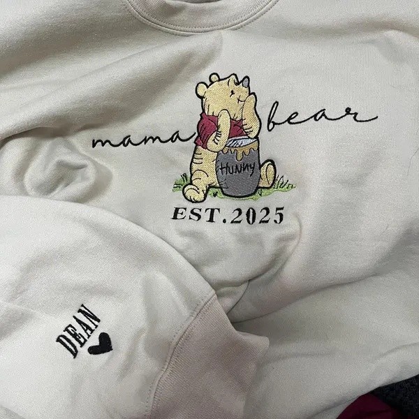 Custom Embroidered Mama Bear Sweatshirt With Kids Name For Mother's Day Gift Ideas