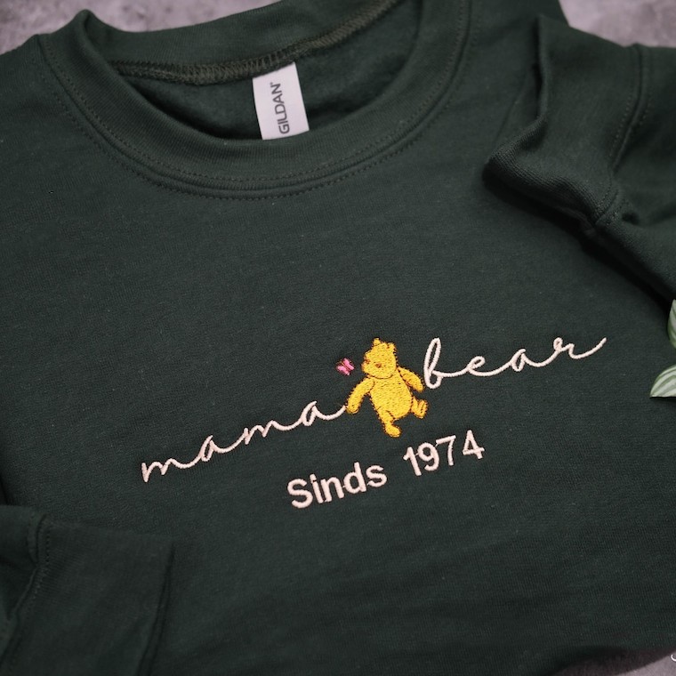 Custom Embroidered Mama Bear Sweatshirt With Kids Name For Mother's Day Gift Ideas