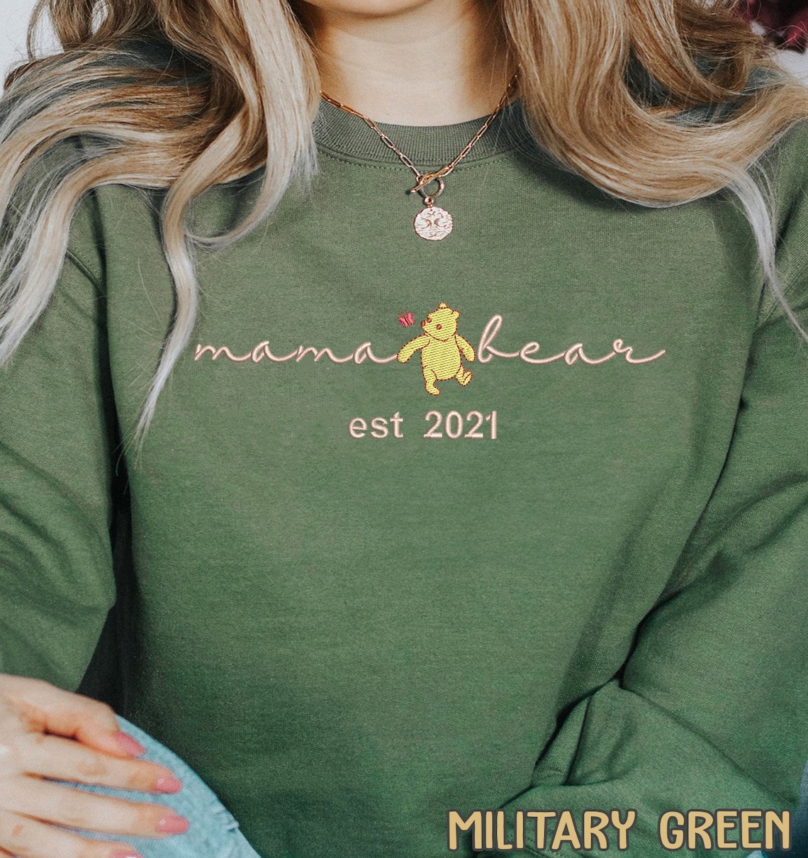 Custom Embroidered Mama Bear Sweatshirt With Kids Name For Mother's Day Gift Ideas