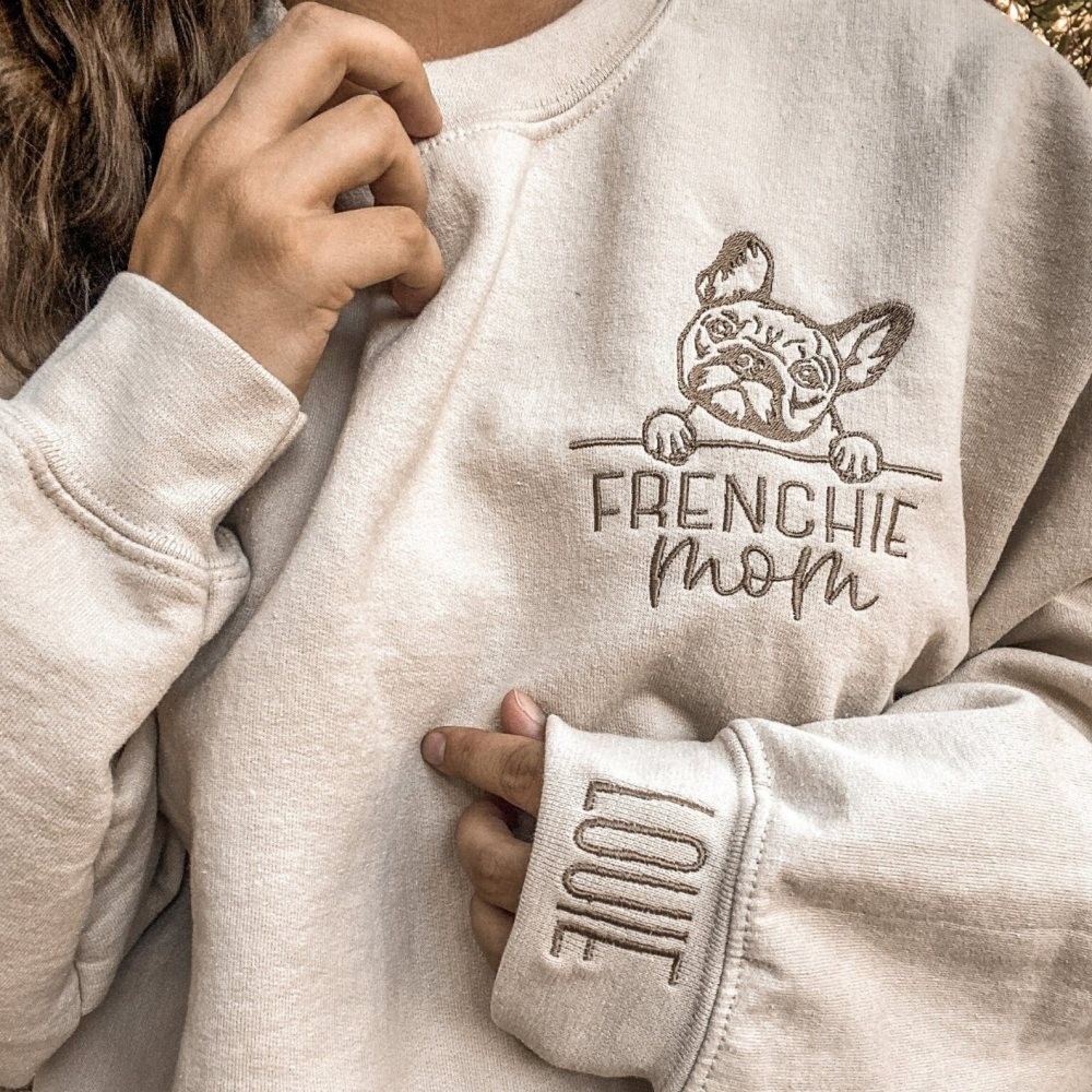 Custom Embroidered Pet Portrait Outline Sweatshirt For Pet Lover Gift