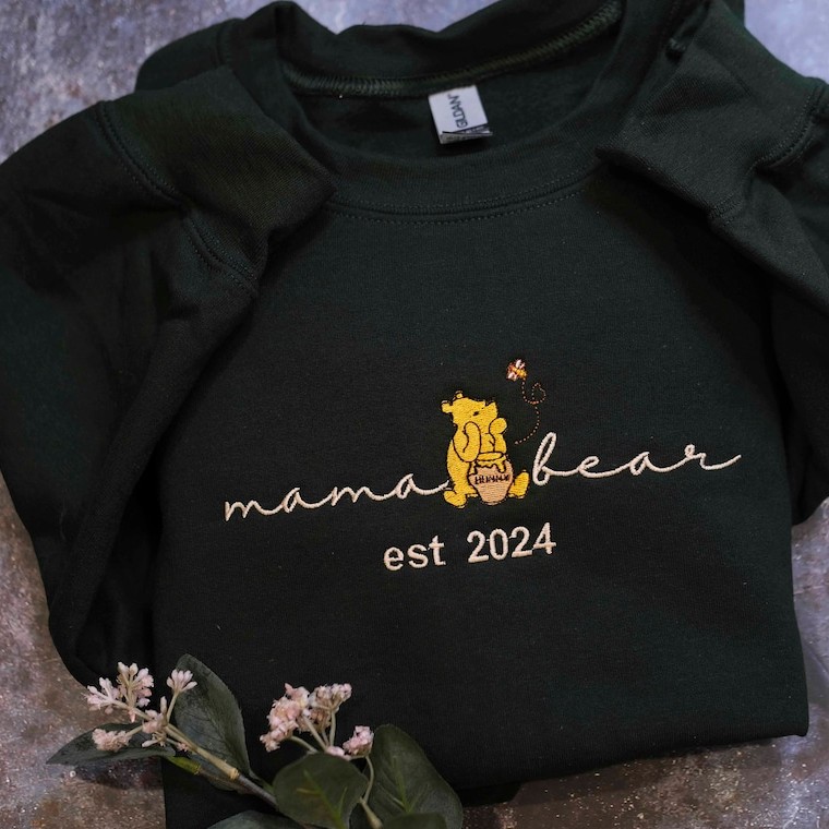 Custom Embroidered Mama Bear Sweatshirt With Kids Name For Mother's Day Gift Ideas