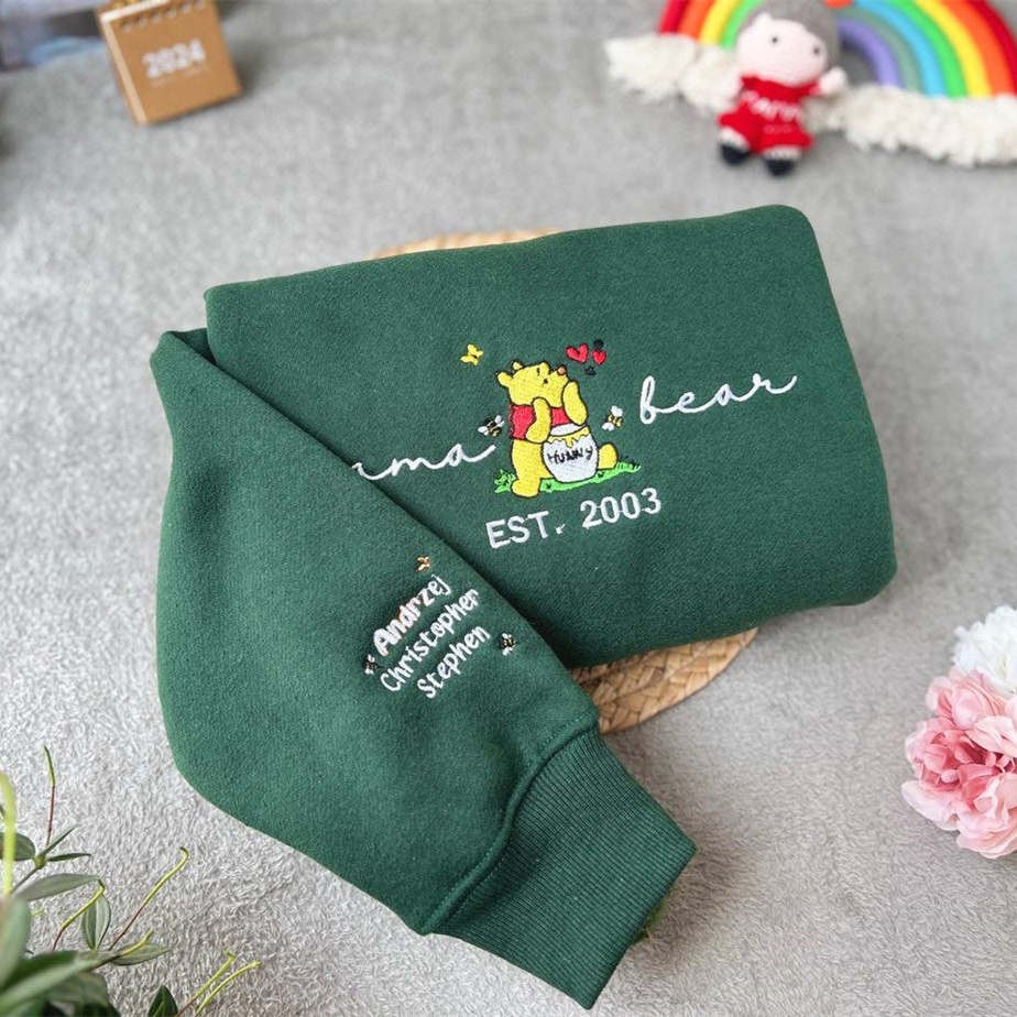 Custom Embroidered Mama Bear Sweatshirt With Kids Name For Mother's Day Gift Ideas