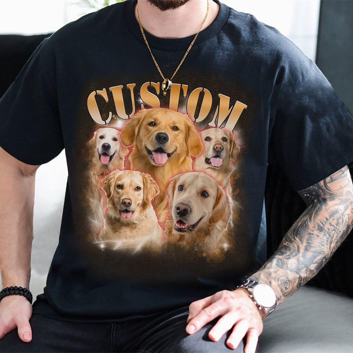 Personalized Bootleg Pet Vintage Photo Tee For Pet Lover Gift