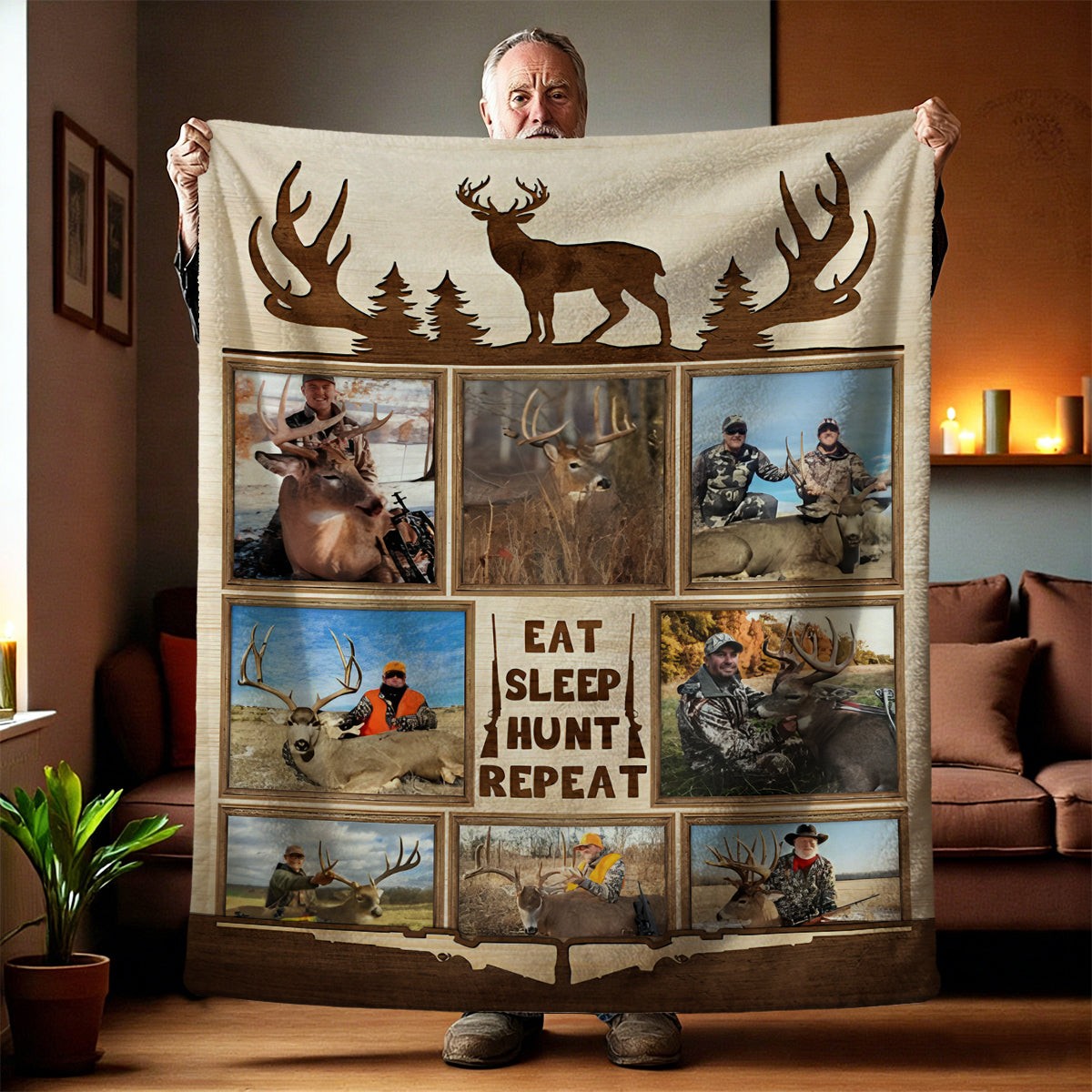 Personalized Deer Hunting Memories, Custom Hunting Collage Blanket, Hunting Men Gift, Best Gift For Deer Hunters