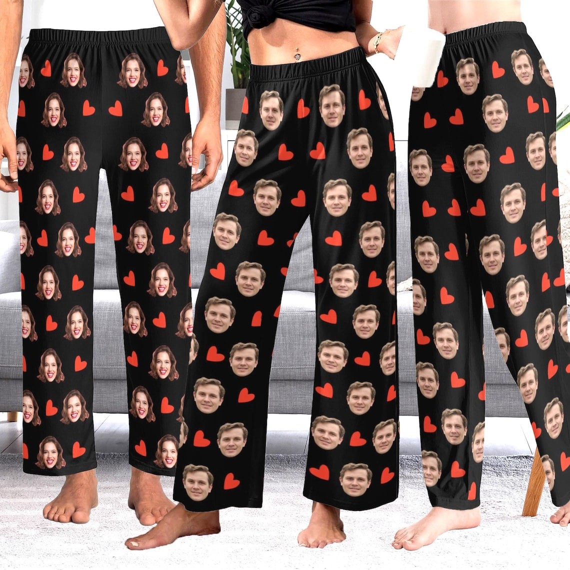 Custom Photo Pajama Pants, Personalized Face Pajamas & Socks, Christmas gift