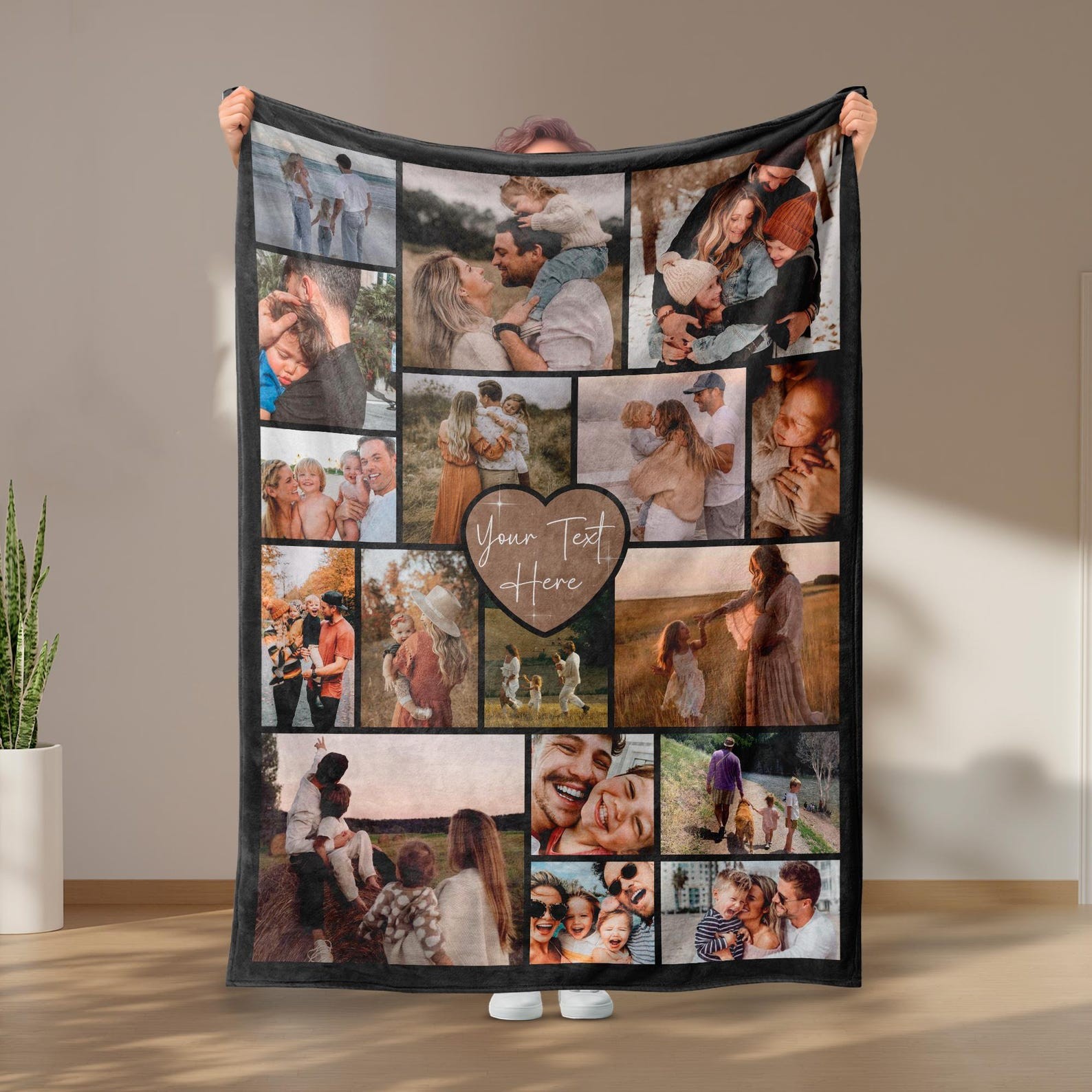 Custom Photo Blanket Collage, Picture Blanket With Text, Memorial Blanket, Friend Couples Gift, Birthday Anniversary Gift, Family Blanket