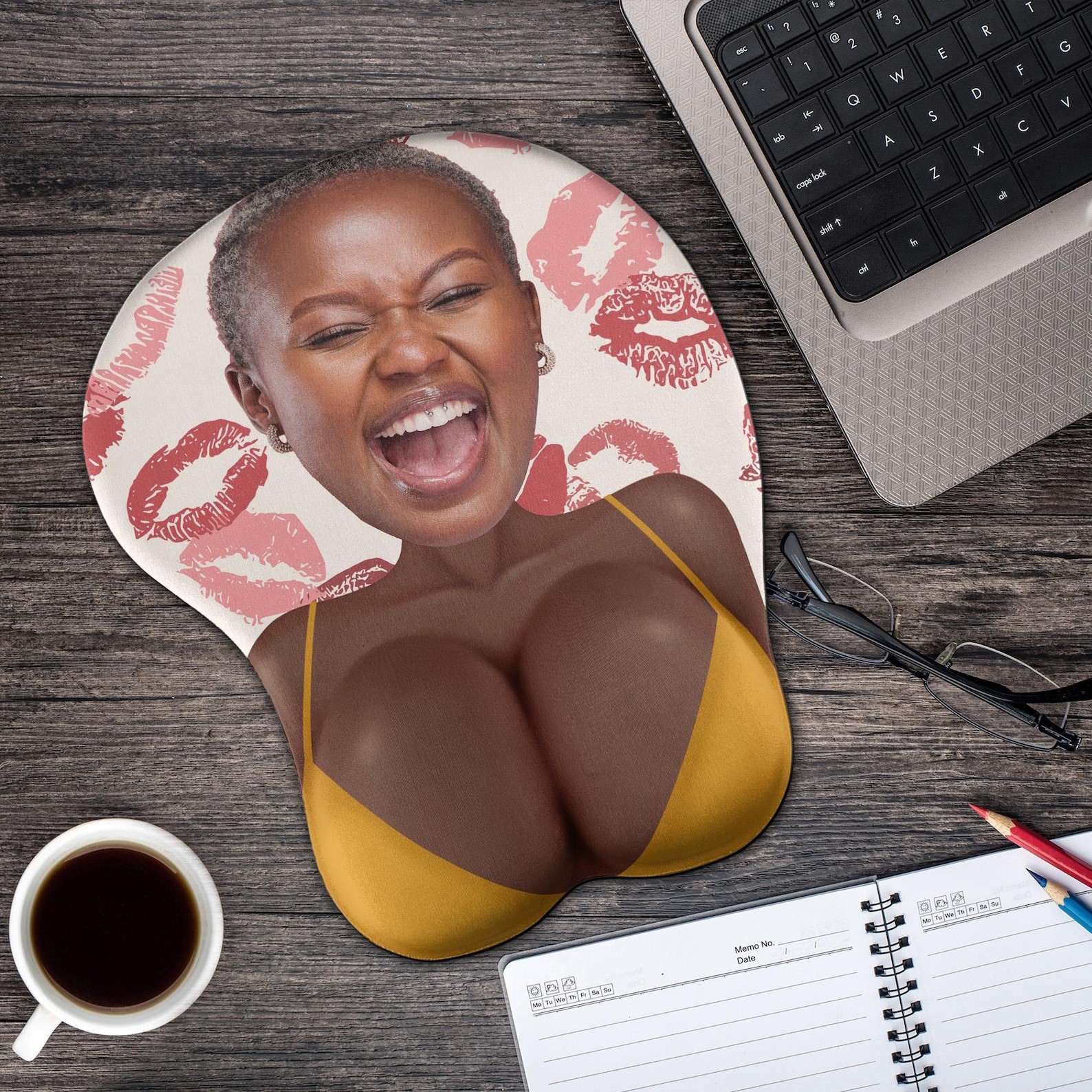 Custom Face Funny 3D Mouse Pad With Wrist Rest, For Couple, Coworker Troll, Personalized Gaming Play Mat Gift, Anniversary Gift For Husband