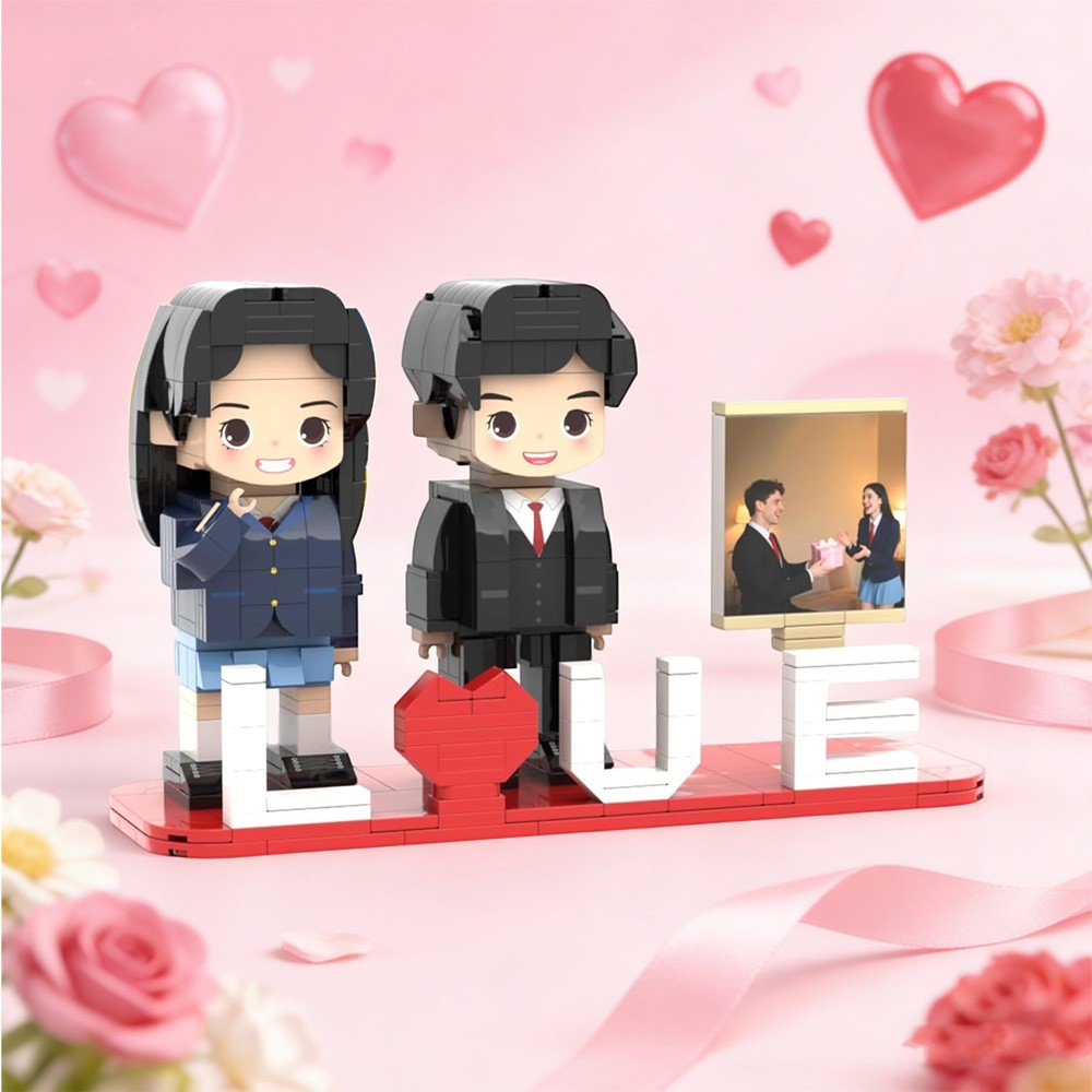 Personalized Block Puzzle,Custom Puzzles from Photos,Custom Photo Mini Building Block Sets Gift with White Base for Lovers, Friends，Romantic Home Decor 