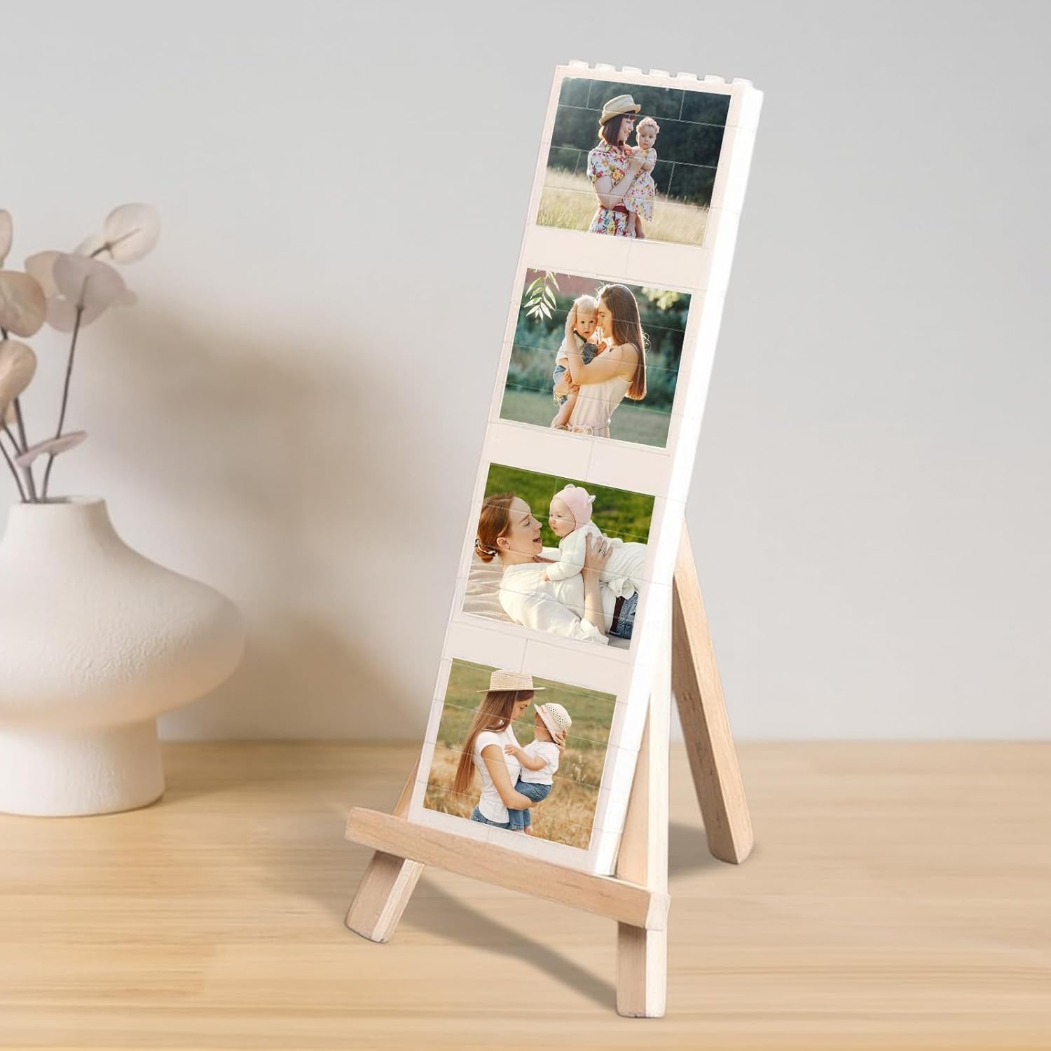 Personalized Photo Puzzle Initial Letters Bricks, Custom Heart Shape Picture Building Blocks Puzzles with Names, Romantic DIY Valentines Anniversary Birthday Gifts for Lovers, Couples Rectangle