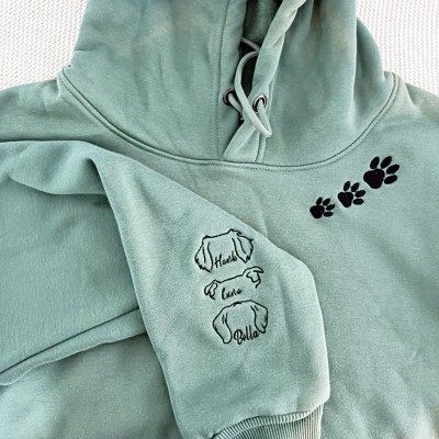 Custom Embroidered Pet Sweatshirt With Dog Ear Outline and Name For Pet Lover Gift
