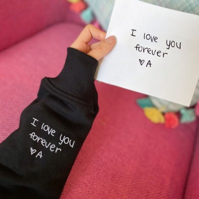 Custom Embroidered Handwriting I Love You Forever Hoodie Sweatshirt For Couple Valentine's Day Gift Ideas