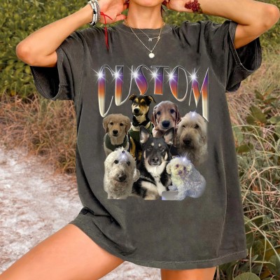 Personalized Bootleg Pet Vintage Photo Tee For Pet Lover Gift