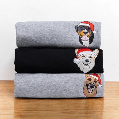 Custom Christmas Embroidered Dog Sweatshirt For Pet Lover Gifts