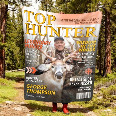 Custom Retirement Hunting Magazine Cover Blanket, Gifts for Retired Hunters, Hunting Dad Gift, Grandpa Hunting Gift