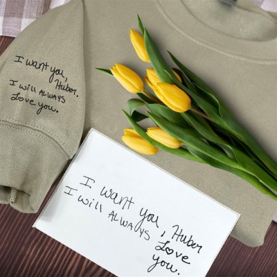 Custom Embroidered Handwriting Hoodie Sweatshirt For Valentine's Day Gift Ideas