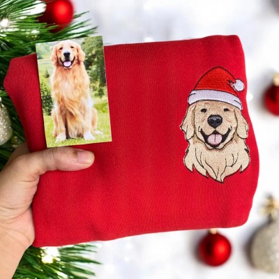 Custom Christmas Embroidered Dog Sweatshirt For Pet Lover Gifts