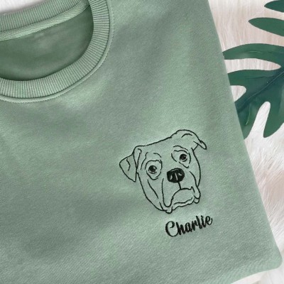 Custom Embroidered Pet Portrait Outline Sweatshirt For Pet Lover Gift