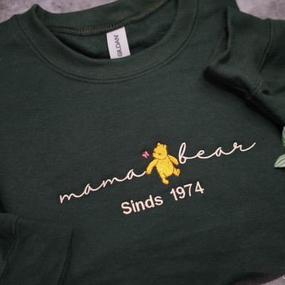 Custom Embroidered Mama Bear Sweatshirt With Kids Name For Mother's Day Gift Ideas