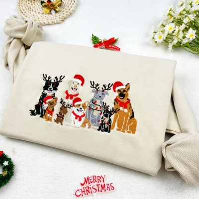 Custom Christmas Embroidered Dog Sweatshirt For Pet Lover Gifts