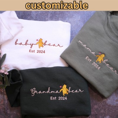 Custom Embroidered Mama Bear Sweatshirt With Kids Name For Mother's Day Gift Ideas