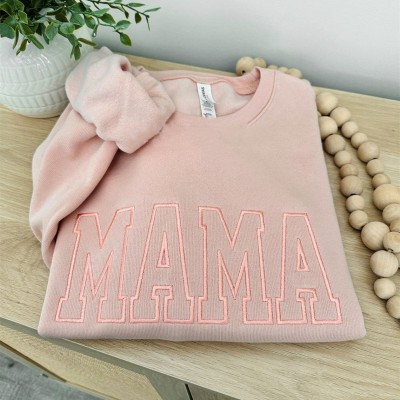 Custom Embroidered Mama Hoodie Sweatshirt With Kids Name For Mother's Day Gift Ideas