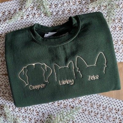 Custom Embroidered Pet Sweatshirt With Dog Ear Outline and Name For Pet Lover Gift