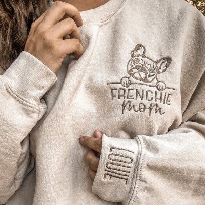 Custom Embroidered Pet Portrait Outline Sweatshirt For Pet Lover Gift