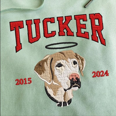 Custom Embroidered Pet Face Sweatshirt With Name For Pet Lover Gift