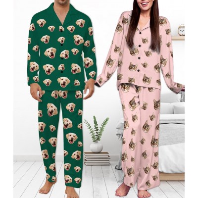 Custom Face Photo Pajama Set, Personalized Family Sleepwear, Christmas Eve Pajamas, Family Matching Pyjamas