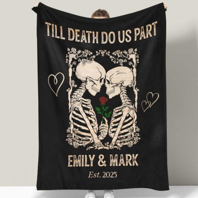 Till Death Do Us Part Skeleton Personalized Couple Blanket