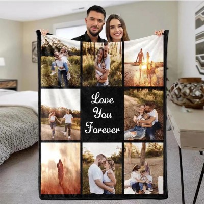 Custom Photo Blanket Collage, Personalized Picture Collage Text Blanket for Friend, Family Photo Blanket, Memorial Blanket, Anniversary Gift