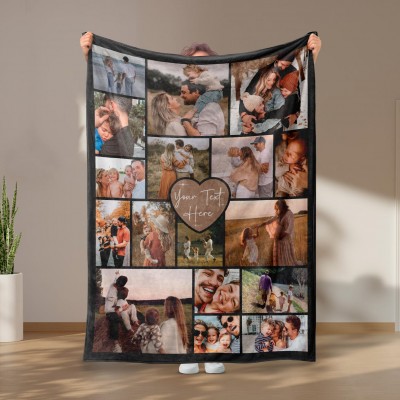 Custom Photo Blanket Collage, Picture Blanket With Text, Memorial Blanket, Friend Couples Gift, Birthday Anniversary Gift, Family Blanket