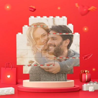 Custom Building Brick Personalized Photo Block Puzzle Diamond Shaped Picture Customized Valentines Day Gifts for Him, Her, Couples Octagon