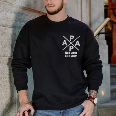 Custom Embroidered PAPA Sweatshirt With Kids Name For Father's Day Gift Ideas