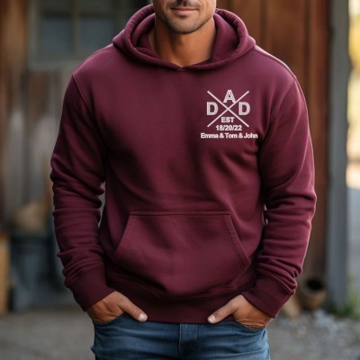 Custom Embroidered DAD Sweatshirt With Kids Name For Father's Day Gift Ideas