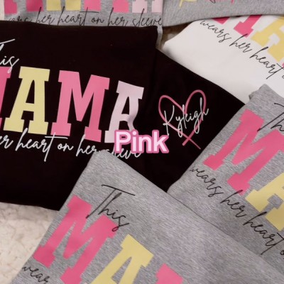 Custom Mama Sweatshirt This Mama Wears Her Heart on Her Sleeve