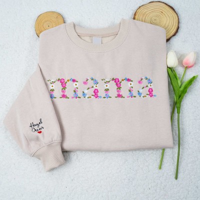 Custom Floral Mama Embroidered Sweatshirt For Mother's Day Gift Ideas