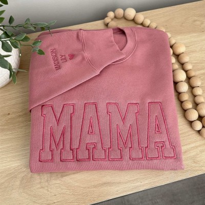 Custom Embroidered Mama Hoodie Sweatshirt With Kids Name For Mother's Day Gift Ideas