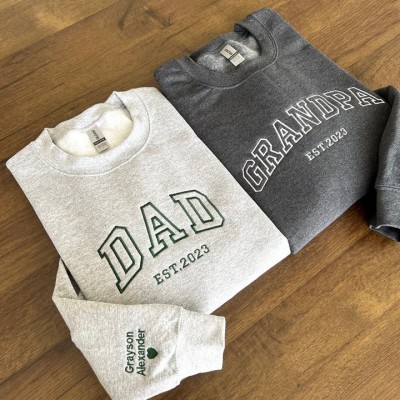 Custom Embroidered Dad Sweatshirt With Kids Name For Father's Day Gift Ideas