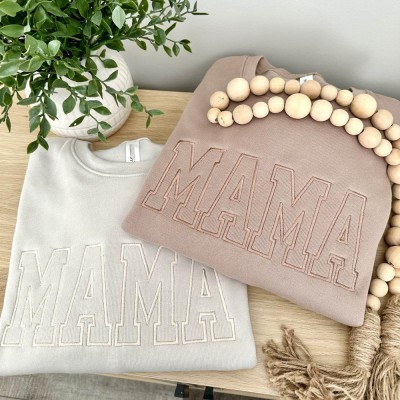 Custom Embroidered Mama Hoodie Sweatshirt With Kids Name For Mother's Day Gift Ideas