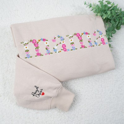 Custom Floral Mama Embroidered Sweatshirt For Mother's Day Gift Ideas