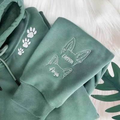 Custom Embroidered Pet Sweatshirt With Dog Ear Outline and Name For Pet Lover Gift