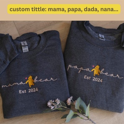 Custom Embroidered Mama Bear Sweatshirt With Kids Name For Mother's Day Gift Ideas