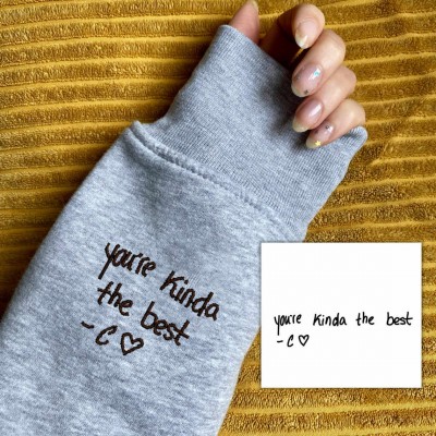 Custom Embroidered Handwriting I Love You Forever Hoodie Sweatshirt For Couple Valentine's Day Gift Ideas