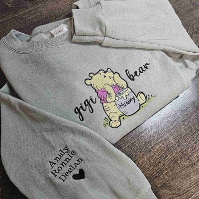 Custom Embroidered Mama Bear Sweatshirt With Kids Name For Mother's Day Gift Ideas