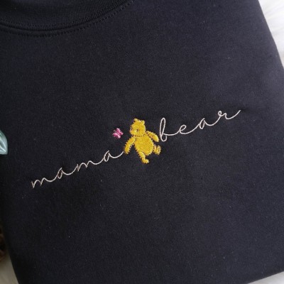 Custom Embroidered Mama Bear Sweatshirt With Kids Name For Mother's Day Gift Ideas