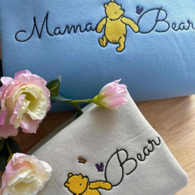 Custom Embroidered Mama Bear Sweatshirt With Kids Name For Mother's Day Gift Ideas