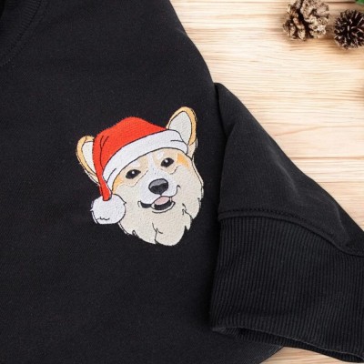 Custom Christmas Embroidered Dog Sweatshirt For Pet Lover Gifts