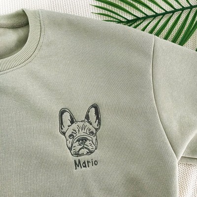 Custom Embroidered Pet Portrait Outline Sweatshirt For Pet Lover Gift